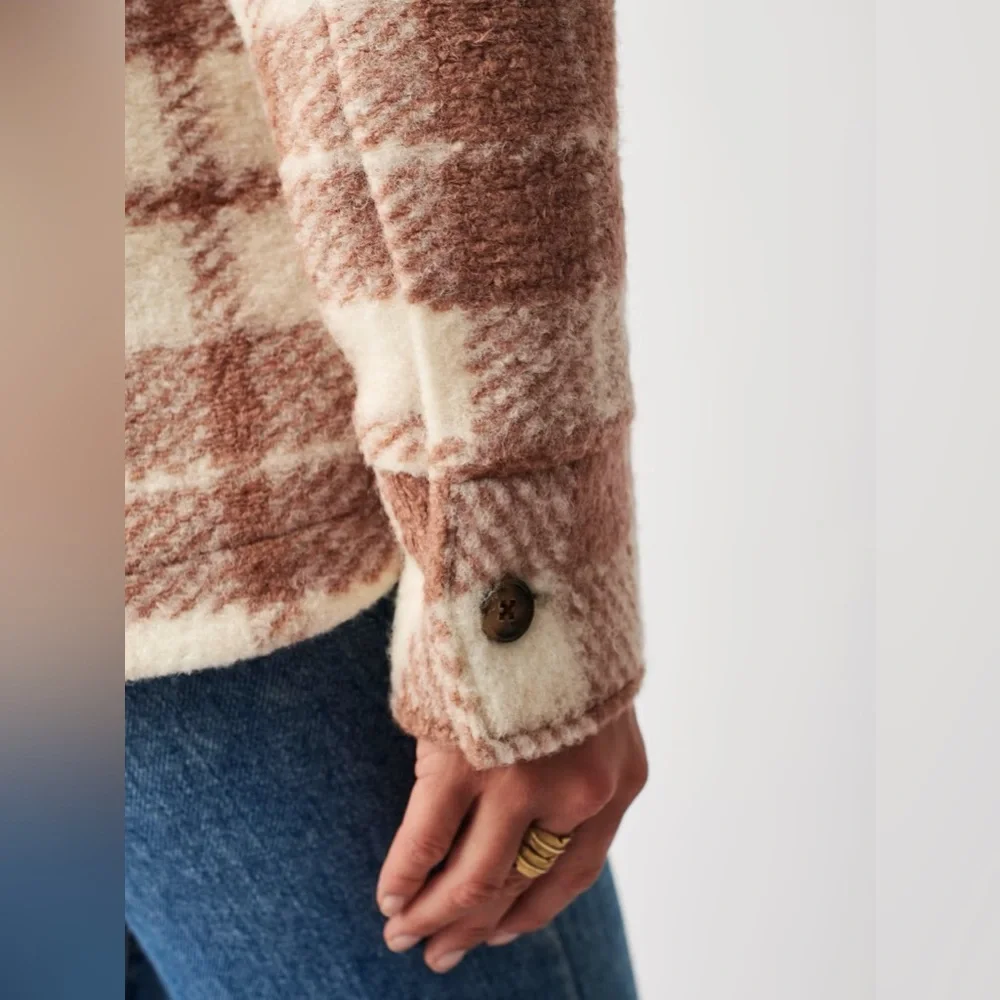 Faherty Collins Rose Plaid Fieldstorm Blanket Shirt Jacket Size XS X-small - Picture 6 of 9